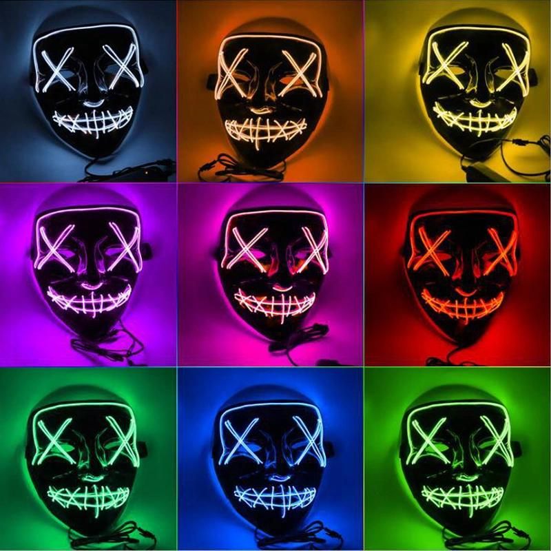 Scary Mask Cosplay LED Costume Mask EL Wire Light up for Halloween Festival Party