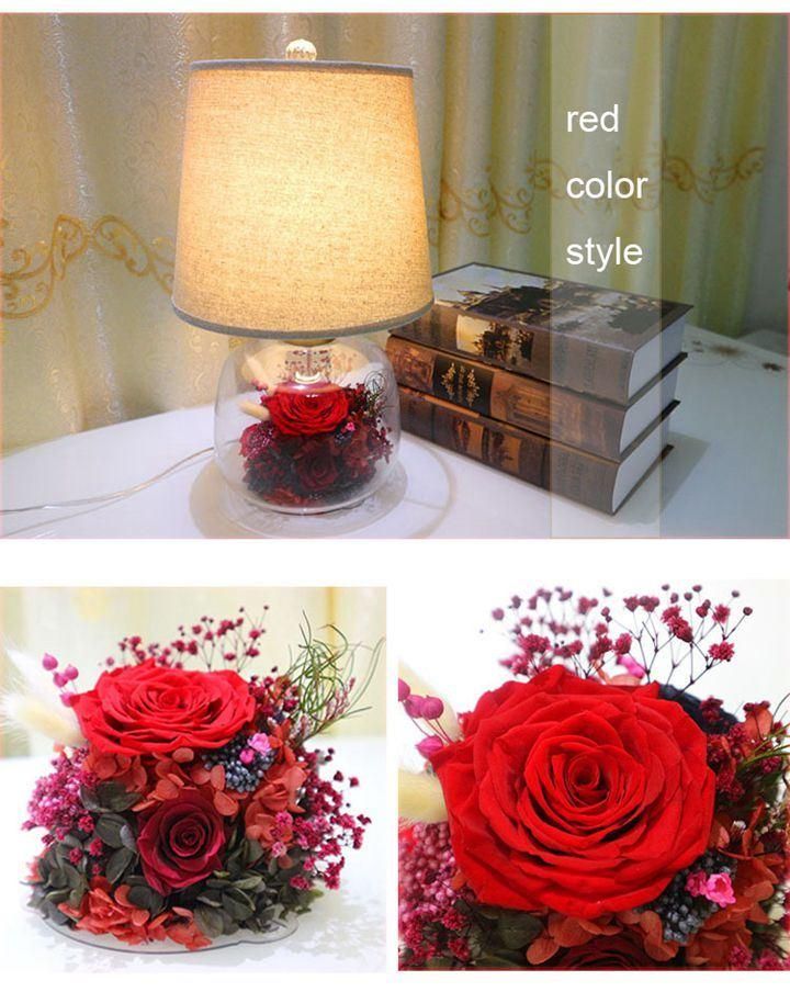 Veterans Day Gifts Flower Decoration Preservedfreshflower Desk Lamp