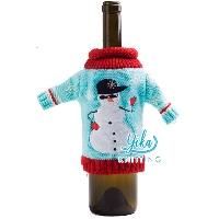 4 Pieces Christmas Knitted Wine Sweaters Cover Santa