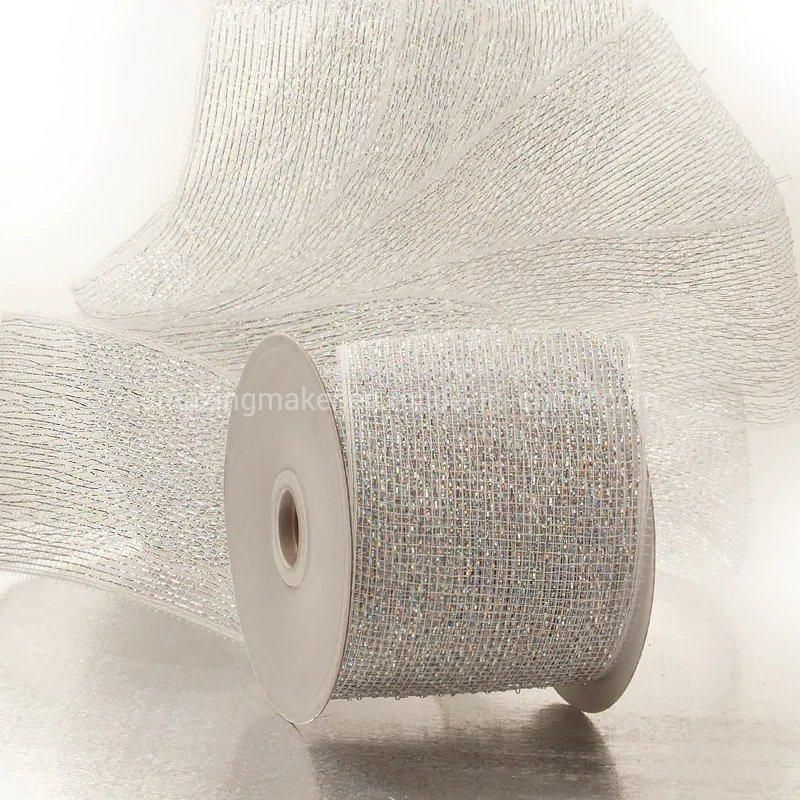 Half Solid Metallic 4′′ Wedding Deco Mesh Ribbons