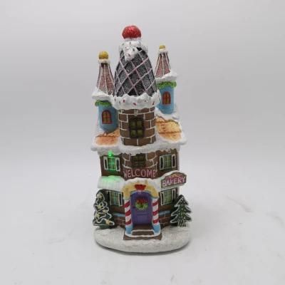 Hot Sale Resin Crafts Hand Painted Polyresin Xmas Houses Village Christmas Decoration