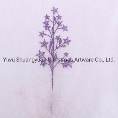 Light Purple Plastic Artificial Decorative Christmas Tree Branches with Glitter for Decoration