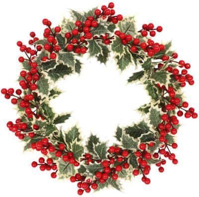 Merry Christmas Door Decoration 40cm Red Berry Wreath