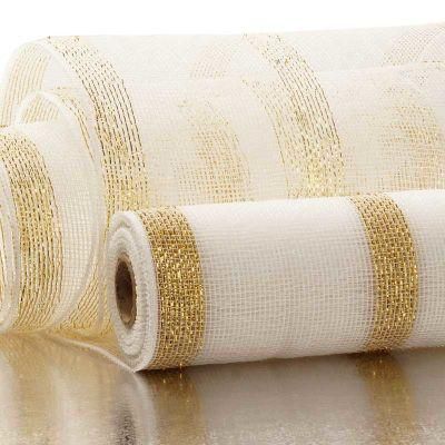 Lovely 1&prime; &prime; Metallic Stripe 10&prime; &prime; Deco Mesh for Wedding Ceremony