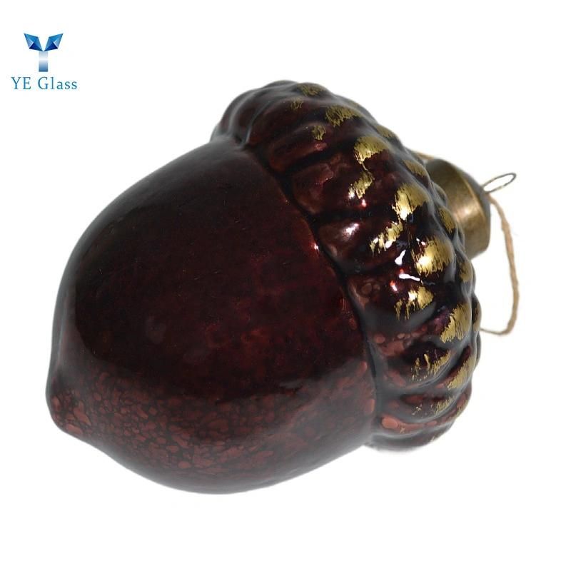 Customized Pine Cone Shape Borosilicate Glass Balls for Christmas Tree Decoration