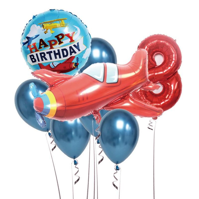 Happy Birthday Red Airplane Number Foil Balloon Wholesale Metallic Balloons