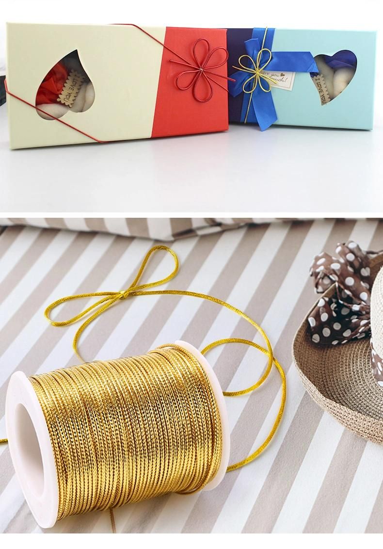 Customized 2mm Gold Elastic Cord Bow Rope for Gift Packaging