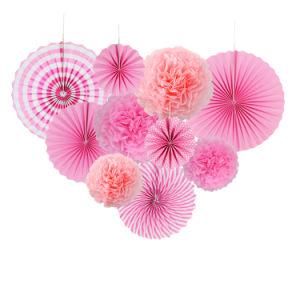 Umiss Paper Party Decorations Kit with Pink Paper Fans Flower