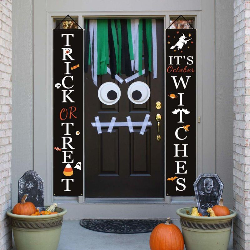 Halloween Decorations Outdoor Trick or Treat & It′ S October Witches Halloween Signs for Front Door or Indoor Home Decor