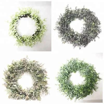 Wholesale Christmas Green Eucalyptus Leaves Candle Ring Wreath for Home Decorative