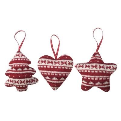 Wool Heart Star Shape Ornament Baubles Set Christmas Tree Decoration