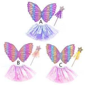 Kids Princess Costume Angel Wings Fairy Sticklaser Skirt Halloween Cosplay Props