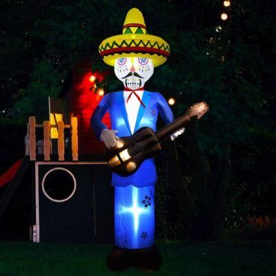 Day of The Dead Man with Guitar Halloween Dead Day Decoration with LED Light