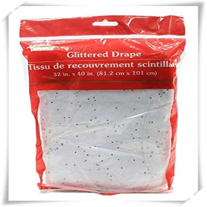 Multi-Colored Glittering Christmas Tree Skirts White Fake Snow Skirt