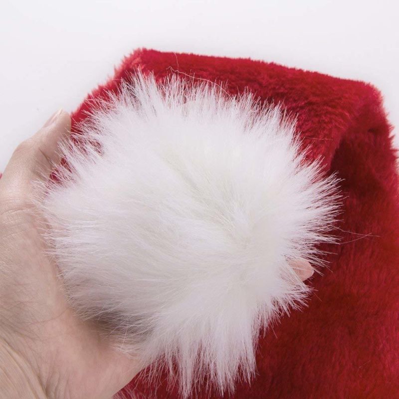 Merry Christmas Plush Red Hat Custom Unisex Winter Beanie Red Soft Flannelette Santa Claus for Adult