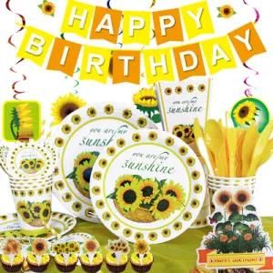 Sunflower Theme Birthday Party Tableware Banner Tablewares