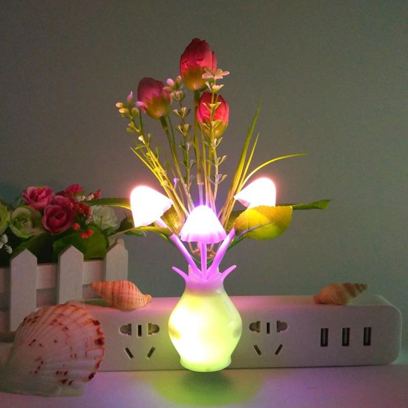 Mushroom Night Light Tulip Flowers Plug-in Mushrooms Colors Changing Nightlight