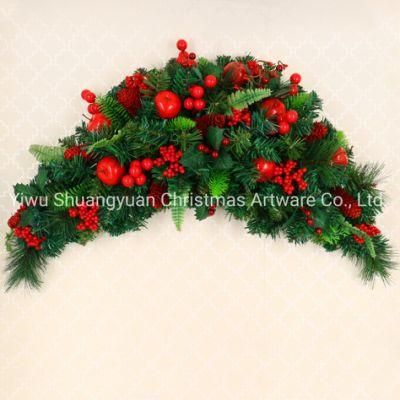 Christmas Cow&prime;s Horns Shape Rattan/Meal Hotel Window Door/Xmas Decor/Mixed Sticky Snow/Festival Atmosphere Scene Dress up