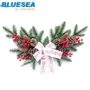 Christmas Tree Decorations 60cm Horn Rattan PE Red Fruit Wall Hanging