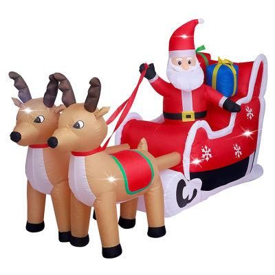 Giant Holiday Christmas Advertising Model Xmas Inflatable Santa Claus with Christmas Elk