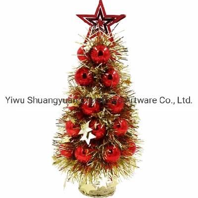 40cm Decorative Mini Tinsel Christmas Tree with Ornaments for Decoration