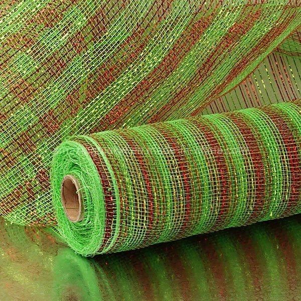 Fashion 0.75′′ Stripe Half-Solid Metallic 21′′ Deco Mesh for Wedding