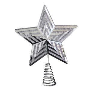 2021 OEM Battery Operated LED Lighted Shinning Metal Star Christmas Tree Toppers