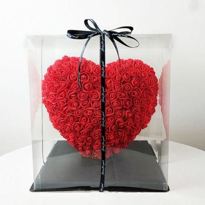 2021 New Custom Color Handmade Valentine Day Wedding Gift Artificial Rose Flower Heart Shaped Foam Rose Heart for Love
