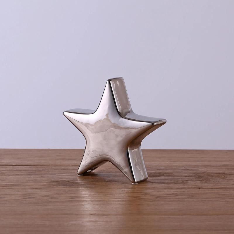 Home Decor Silver Star Ceramic Star Ornament for Christmas