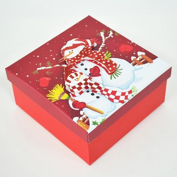 Best Selling Products Christmas Candy Gift Box Christmas Pattern Printing Red Paper Box