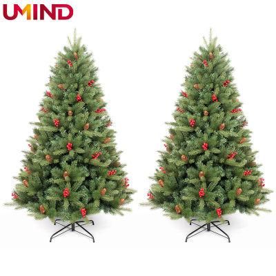 Yh2007 High Quality Artificial PVC&PE Christmas Tree 240cm Sale with Pinecone Red Berries Decoration