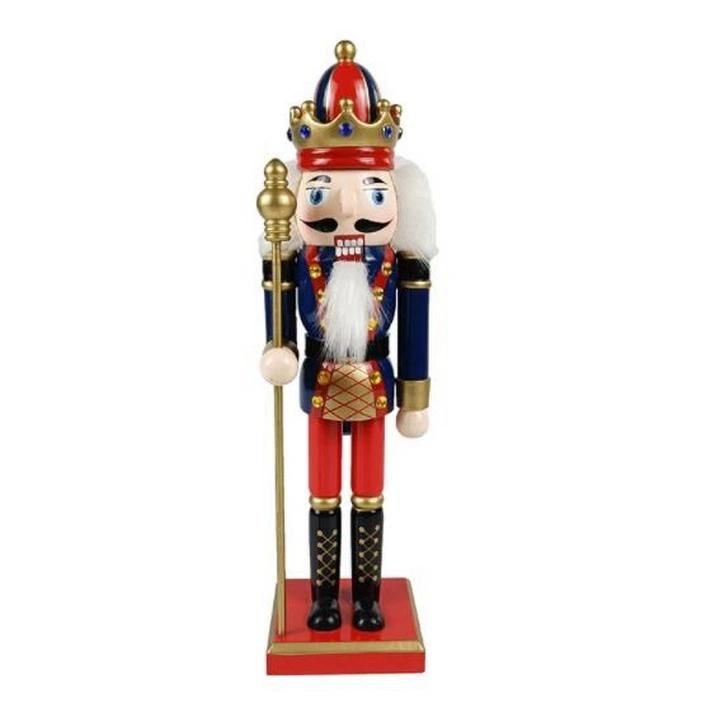 2022 Wholesale Christmas Decorations Wooden Candy Series Nutcracker King Soldier 35cm Set of Three Desktop Decoration Nutcracker