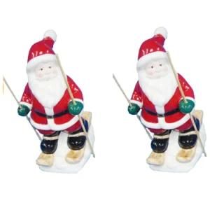 Ceramic Skiing Santa Clause for Christams Decoration