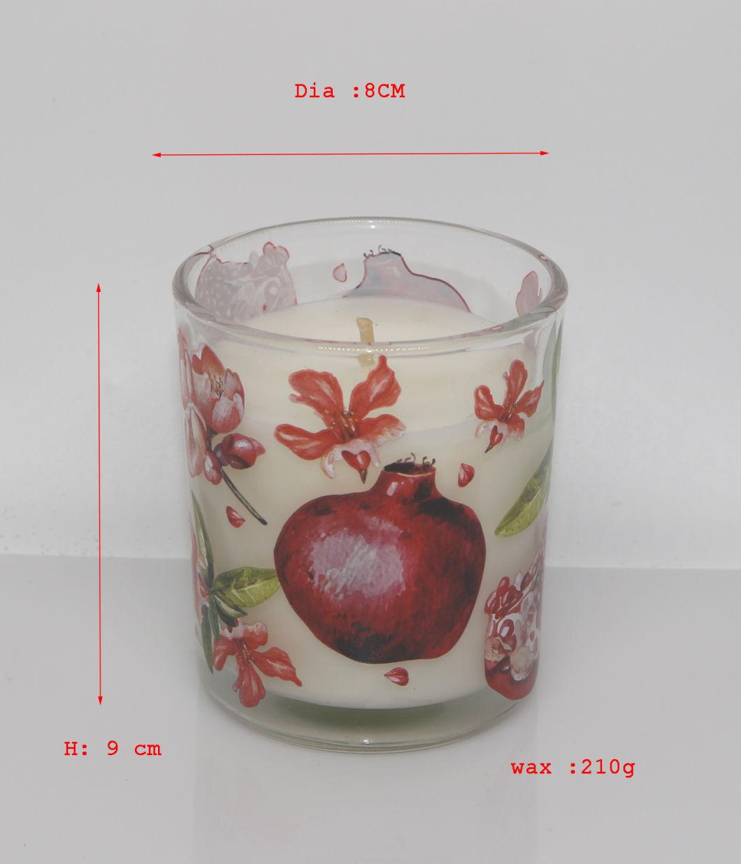 Christmas Factory Popular Glass Scented Candle with Decal Paper