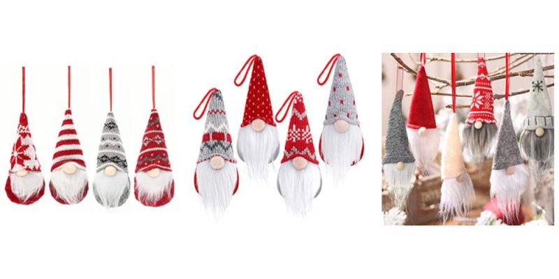 Christmas Gnomes Hanging Ornaments, Swedish Gnome Handmade Plush Santa Elves Christmas Tree Hanging Decorations Holiday Xmas Decorations