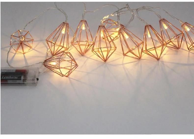 Wrought Iron Diamond LED Battery String Decoration Light