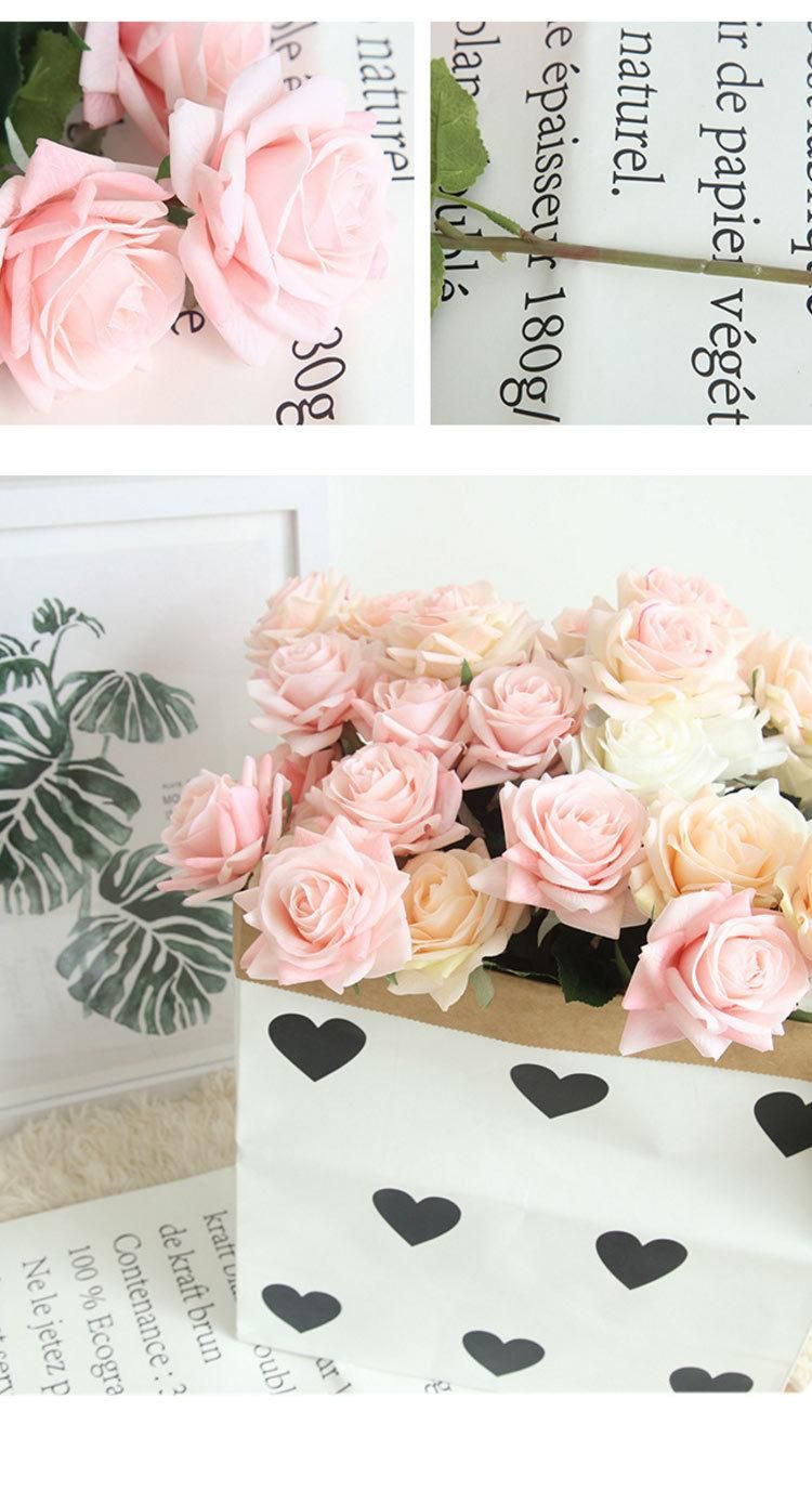 Artificial Roses Velvet Flowers Blossom Bridal Bouquet for Home Garden Wedding Decor
