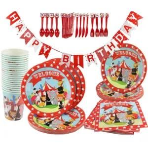 Animal Circus Banner, Disposable Tableware Children&prime;s Birthday Party Supplies