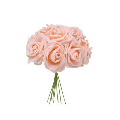 2021artificial Flower Home Hotel Office Wedding Party Garden Craft Art Decor Real Looking Blush Faux Roses with Stem