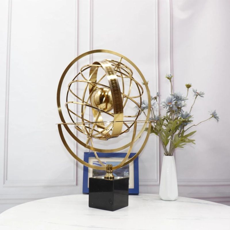 Modern Decor Centerpiece Desktop Rotating Globes Decorative Gift Metal Custom Ornament