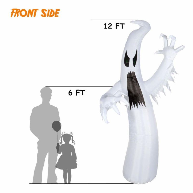 12 FT Halloween Inflatables Scary Ghost with Color Changing LEDs Decorations, Halloween Blow up Outdoor Party Decor for Yard Garden