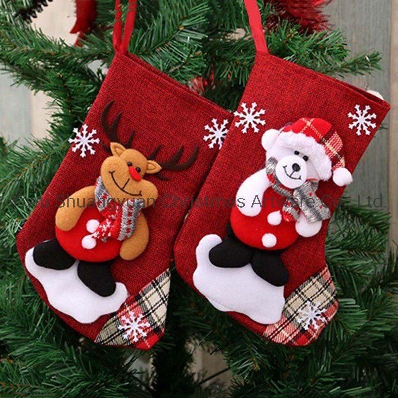 Large Christmas Stockings Santa Elk Fabric Gift Socks Christmas Lovely Stockings for Children Fireplace Tree Christmas Decoration