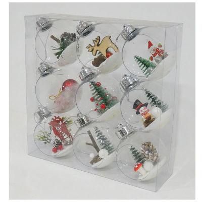 Hanging Luxury Wholesale DIY Shatterproof Transparent Glitter Crystal Xmas Christmas Baubles Set with Logo