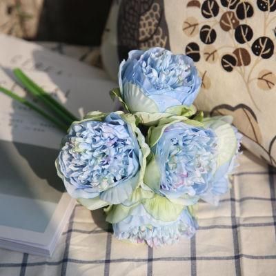 Artificial Real Toch Fabric Peony Silk Flowers Bouquet Home Wedding Decoration