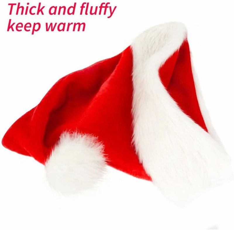 Christmas Hat, Santa Hat, Xmas Holiday Hat for Adults, Unisex Velvet Comfort Christmas Hats Extra Thicken Classic Fur for Christmas New Year Festive Holiday P