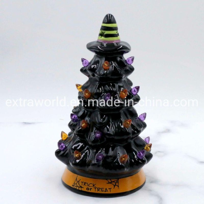 Hand-Painted Ceramic Hallowmas Home Decoration Gift with LED Light