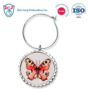 Customized Embroidered Sublimation Wine Charm- Butterflies 03