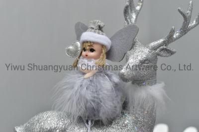 Stock New Design High Sales Christmas Plush Angel for Holiday Wedding Party Decoration Supplies Hook Ornament Craft Gifts