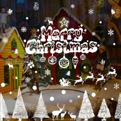 Plastic Snowman Christmas Window Sticker Merry Christmas Wall Stickers Window Glass Festival Decals