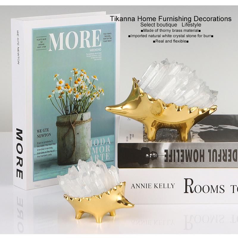 Modern Farmhouse Living Room Decor Simulation Hedgehog Design Brass Accessories for Home